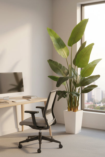Birds of Paradise F: with Tall White Planter