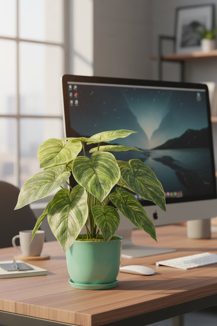 Artificial Alocasia Birkin Plant in Pot