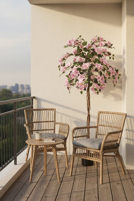 Bougainvillea A: Tree with Light Pink Flowers and Vines