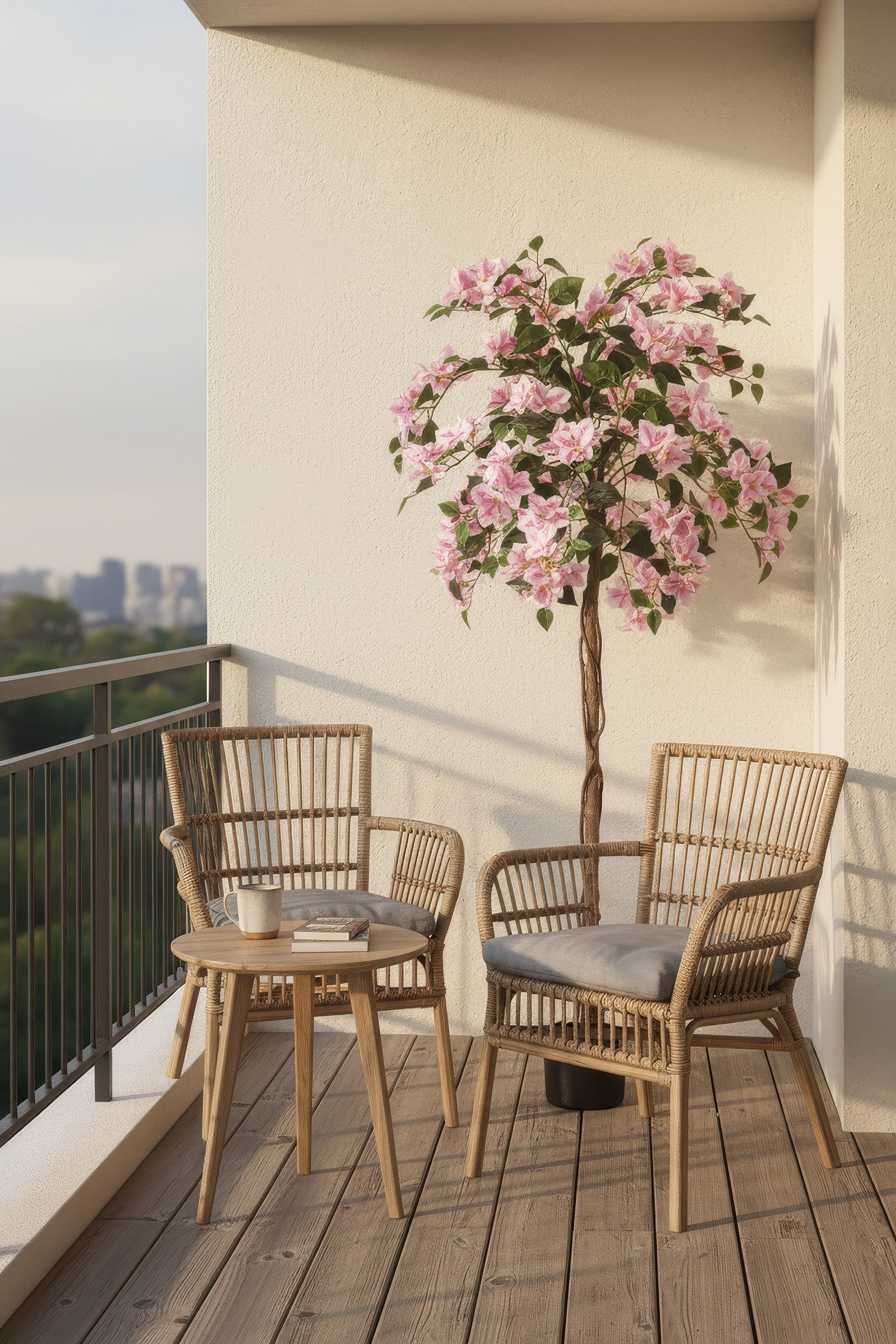 Bougainvillea A: Tree with Light Pink Flowers and Vines