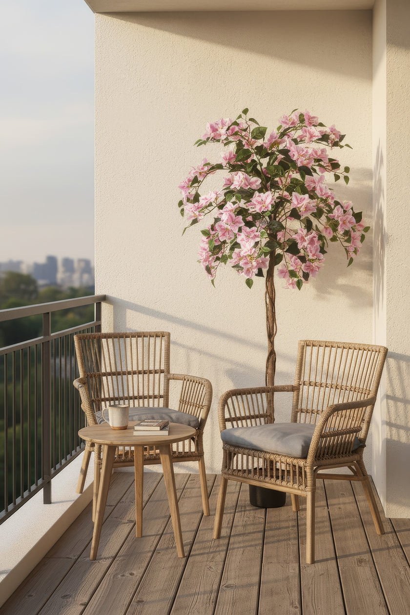 Bougainvillea A: Tree with Light Pink Flowers and Vines