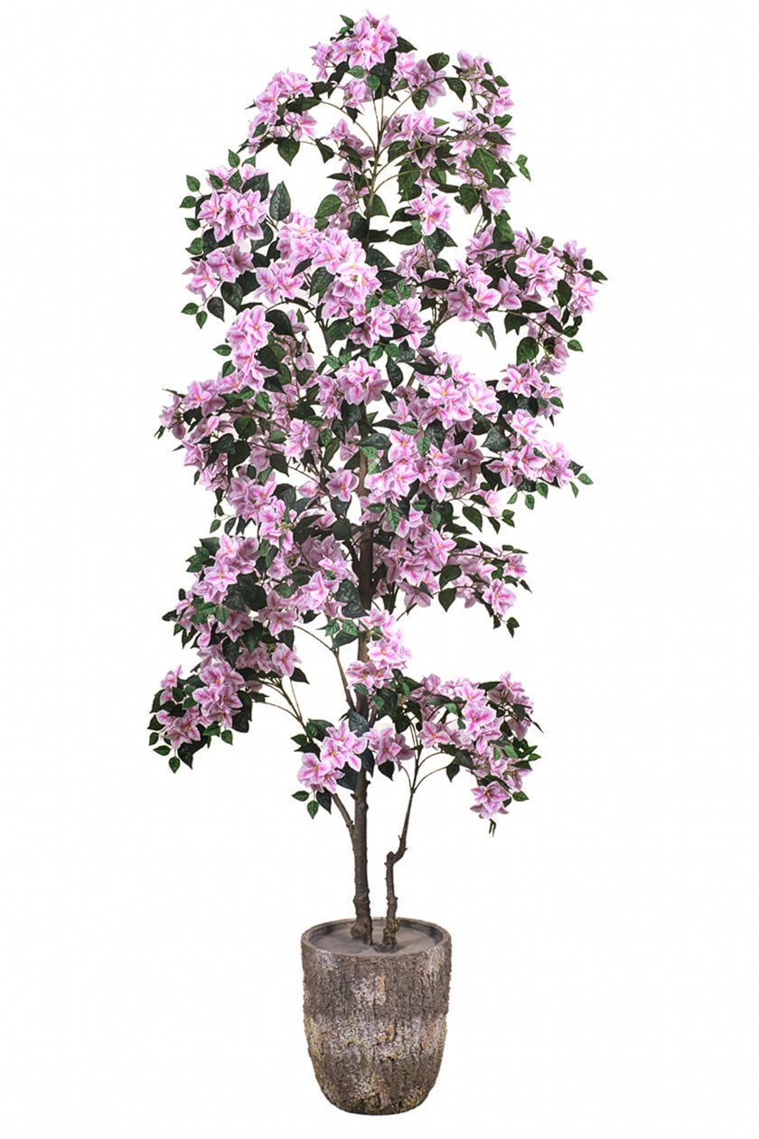 Bougainvillea D: Large Artificial Bougainvillea Tree with Light Pink Flowers and Planter