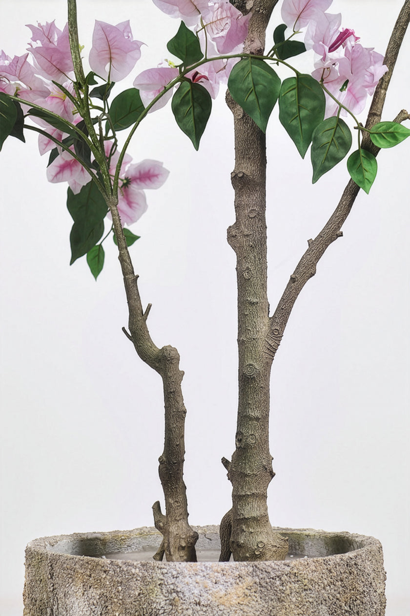 Bougainvillea D: Large Artificial Bougainvillea Tree with Light Pink Flowers and Planter