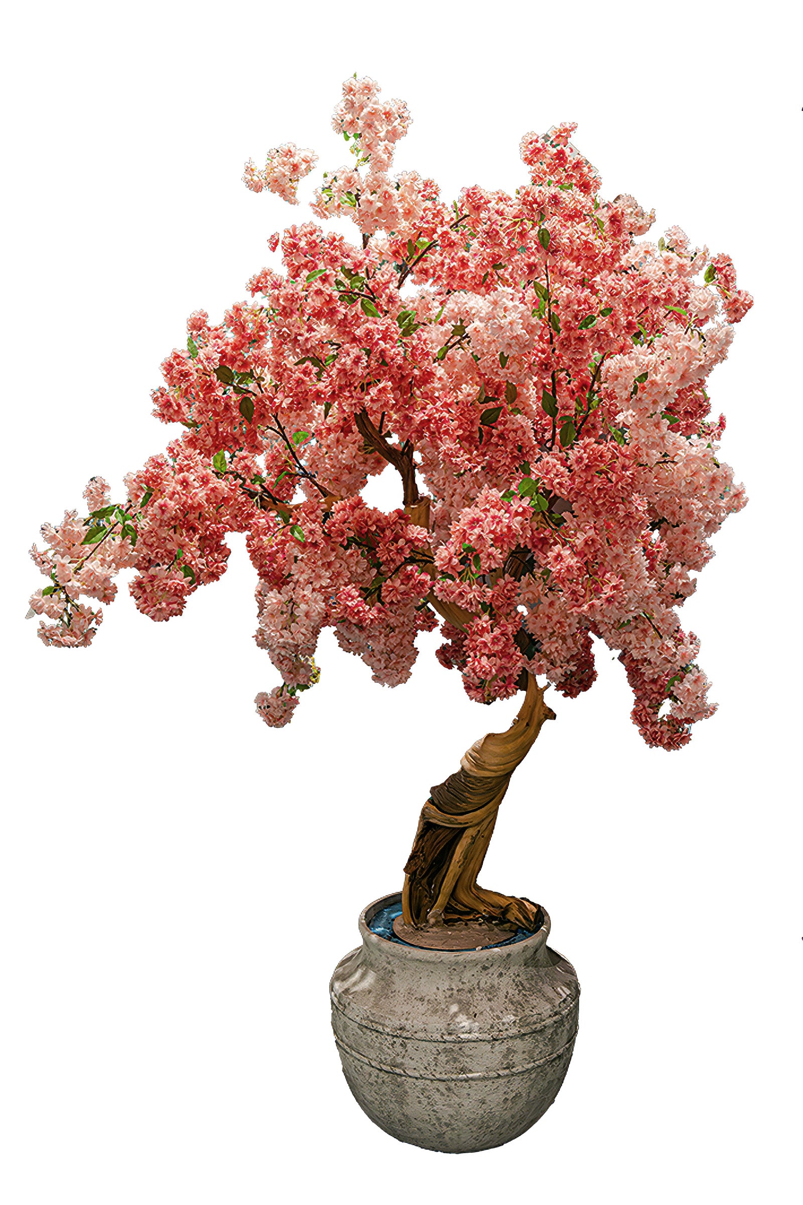 Cherry Blossom C: Large Artificial Cherry Blossom Tree with Coral Pink Flowers and Planter