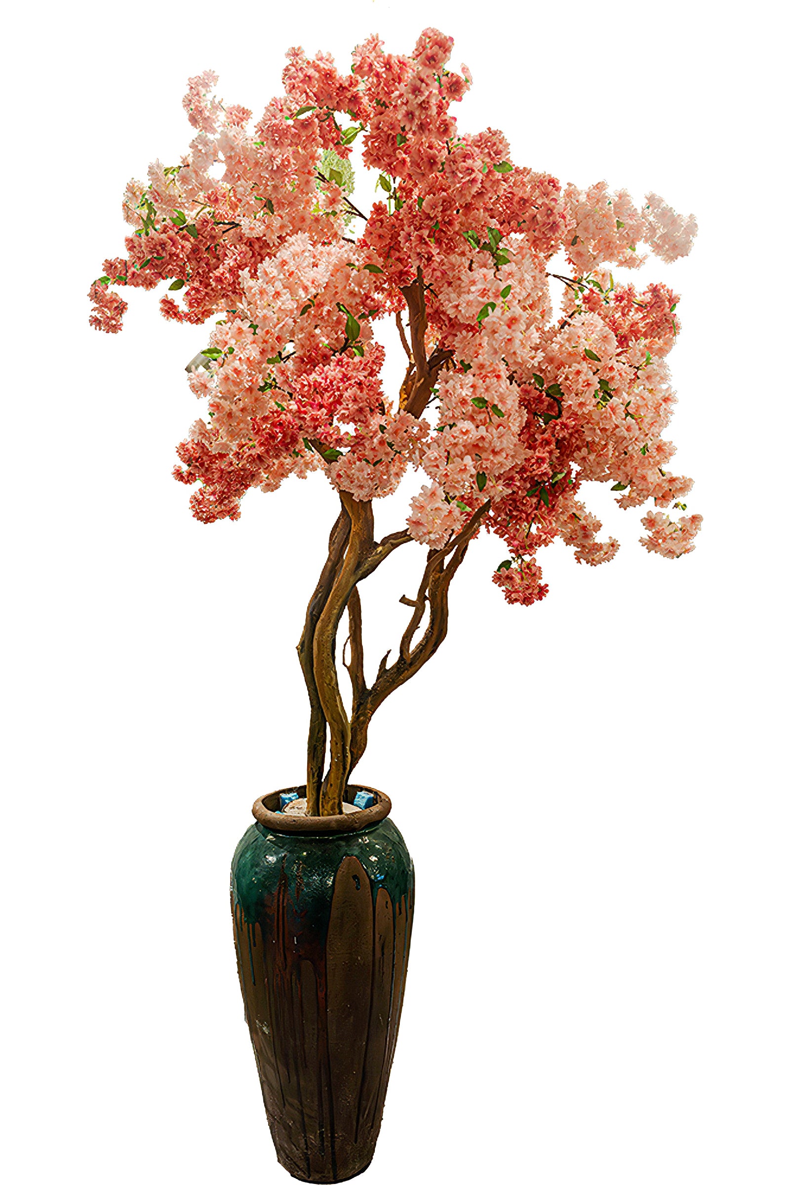 Cherry Blossom L: Large Artificial Cherry Blossom Tree with Blush Pink Flowers and Tall Planter
