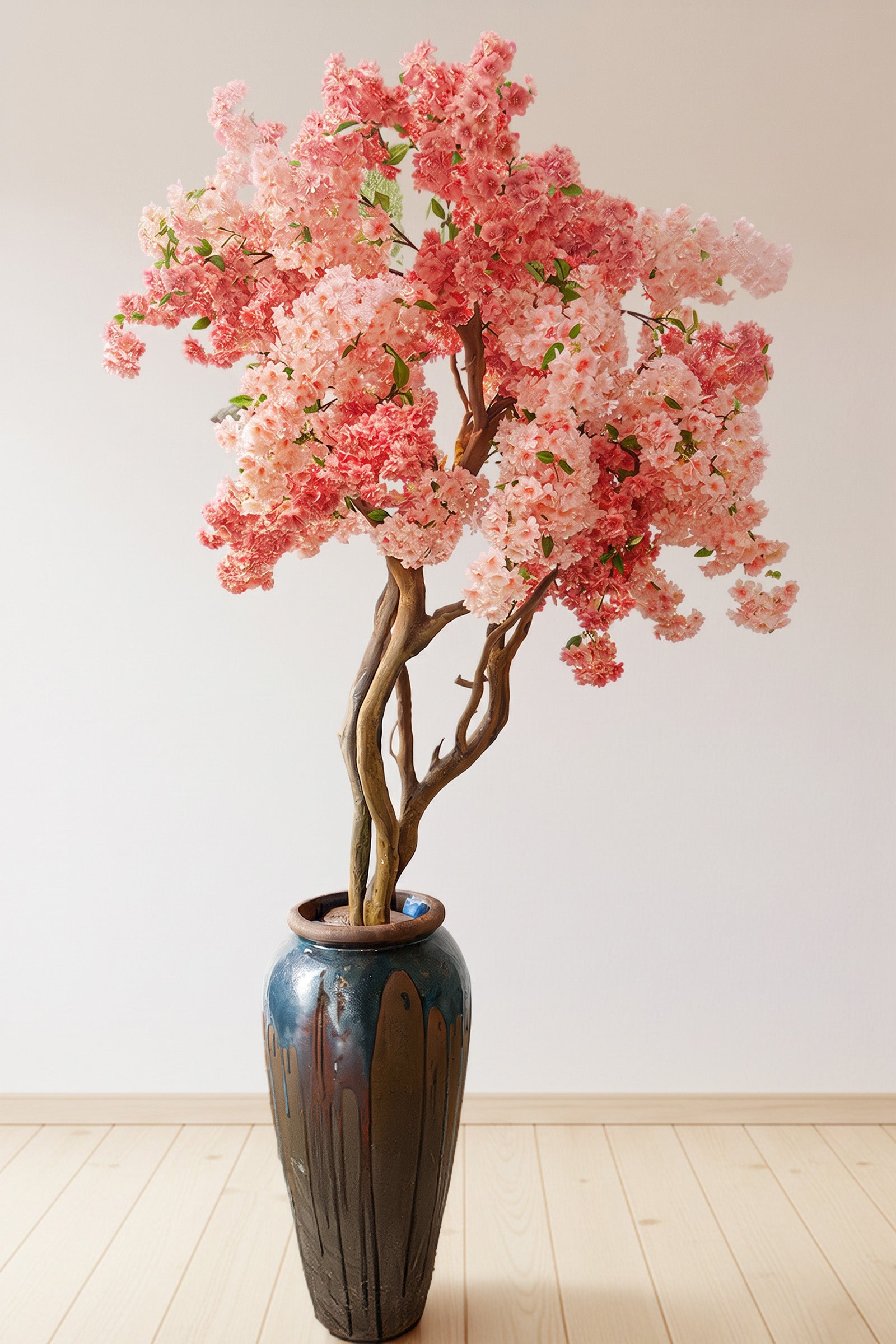 Cherry Blossom L: Large Artificial Cherry Blossom Tree with Blush Pink Flowers and Tall Planter
