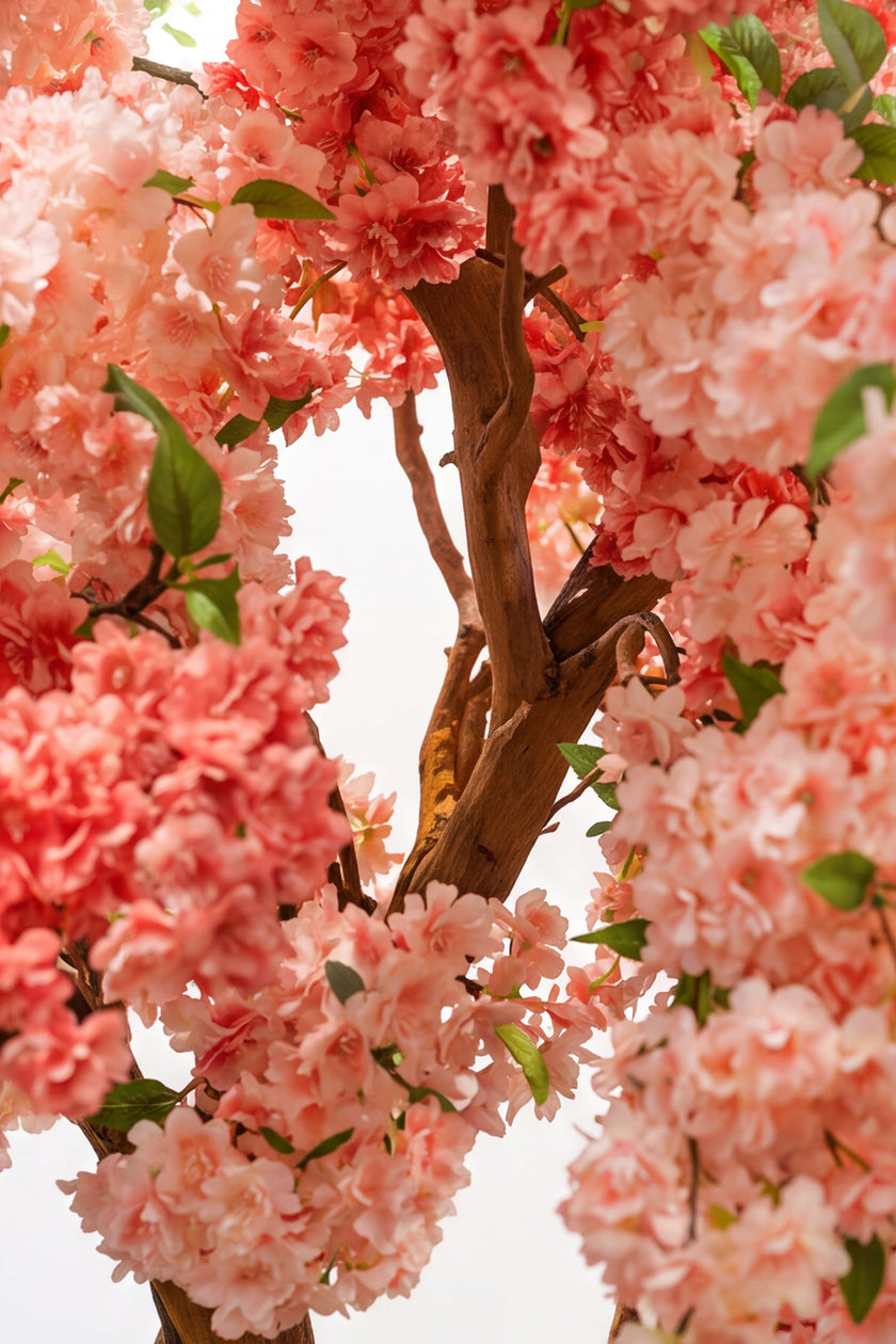 Cherry Blossom L: Large Artificial Cherry Blossom Tree with Blush Pink Flowers and Tall Planter
