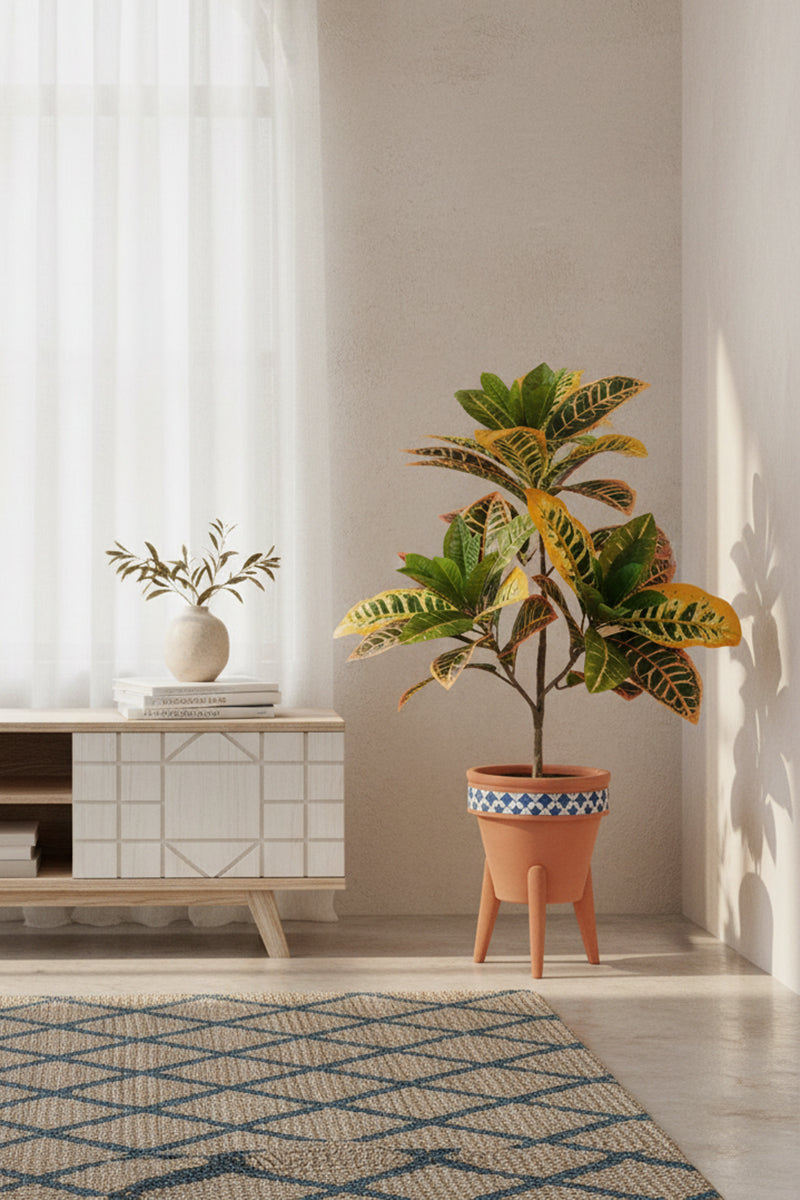 Artificial Croton Tree with Colorful Variegated Leaves