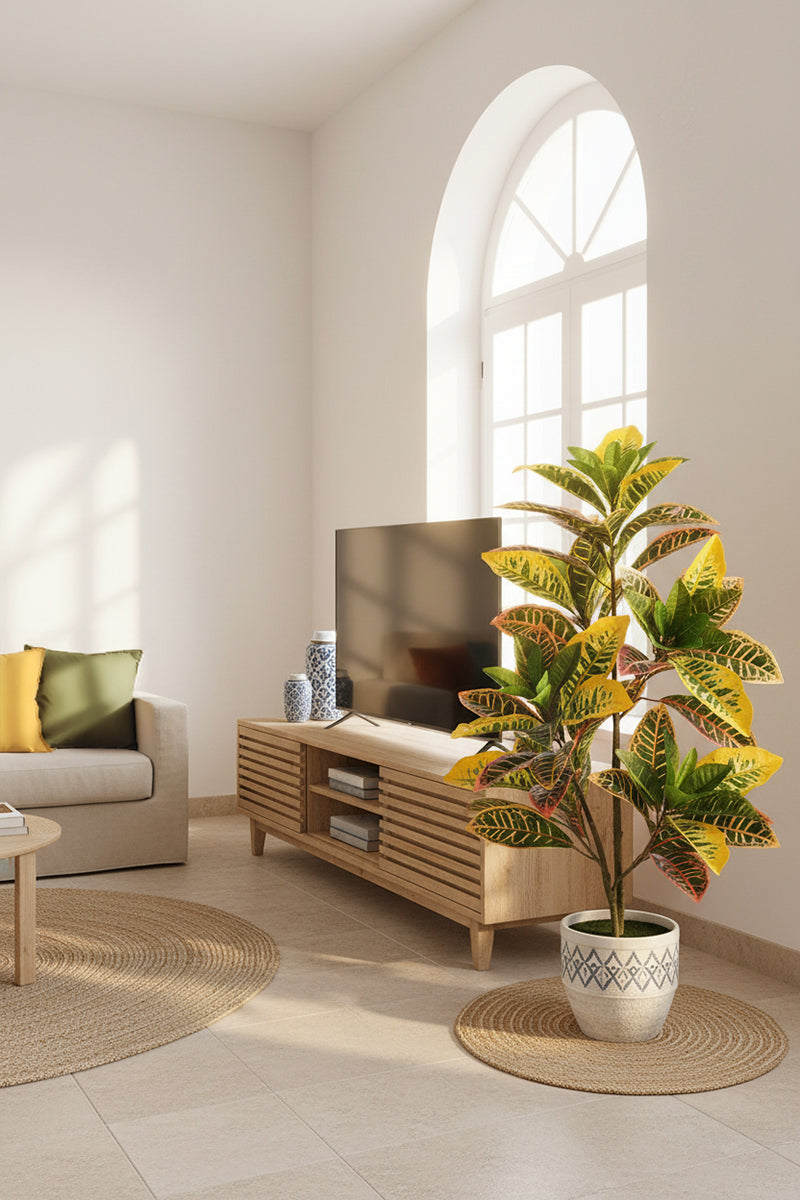Artificial Croton Tree with Colorful Variegated Leaves