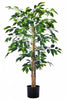 Ficus A: Kunst Ficusboom met Realistische Stam en Zijden Bladeren