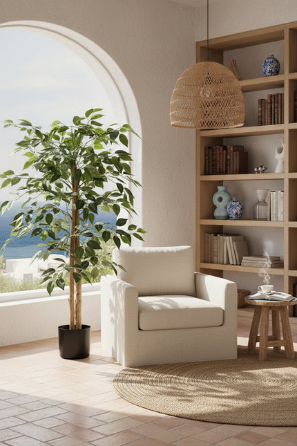 Ficus A: Artificial Ficus Tree with Realistic Trunk and Silk Leaves