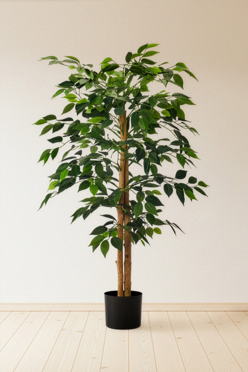 Ficus A: Kunst Ficusboom met Realistische Stam en Zijden Bladeren