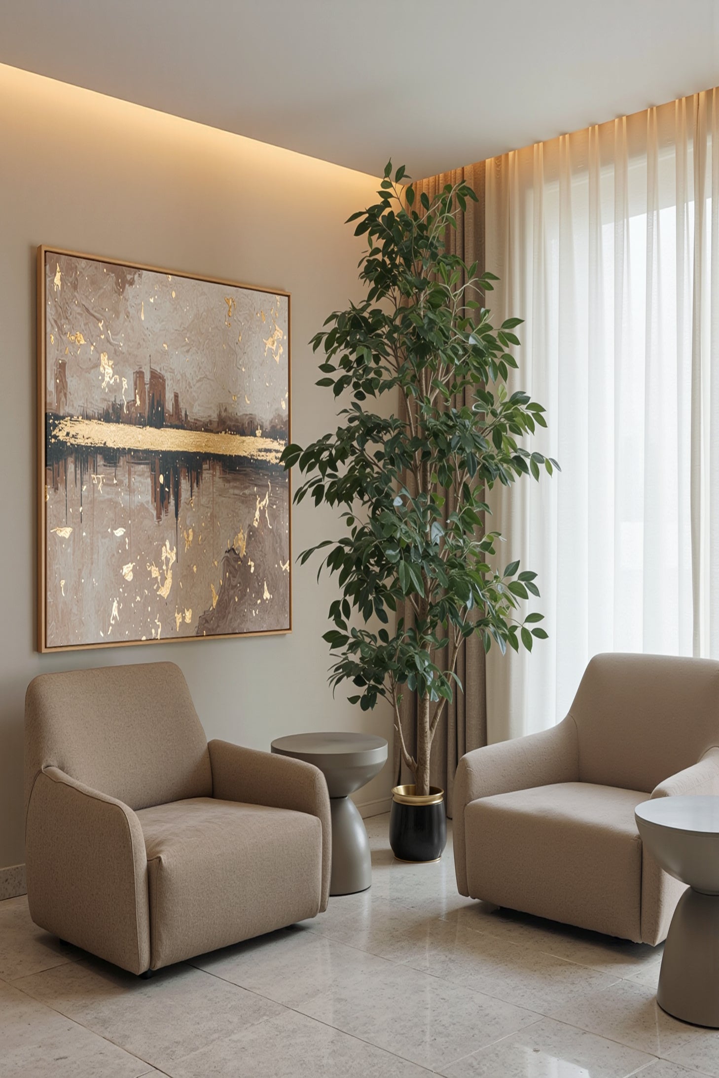 Ficus E: Artificial Ficus Tree with Multiple Branches and Dense Foliage