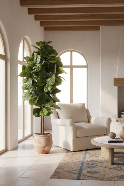 Fiddle E: Artificial Fiddle Leaf Fig Tree with Large Textured Leaves
