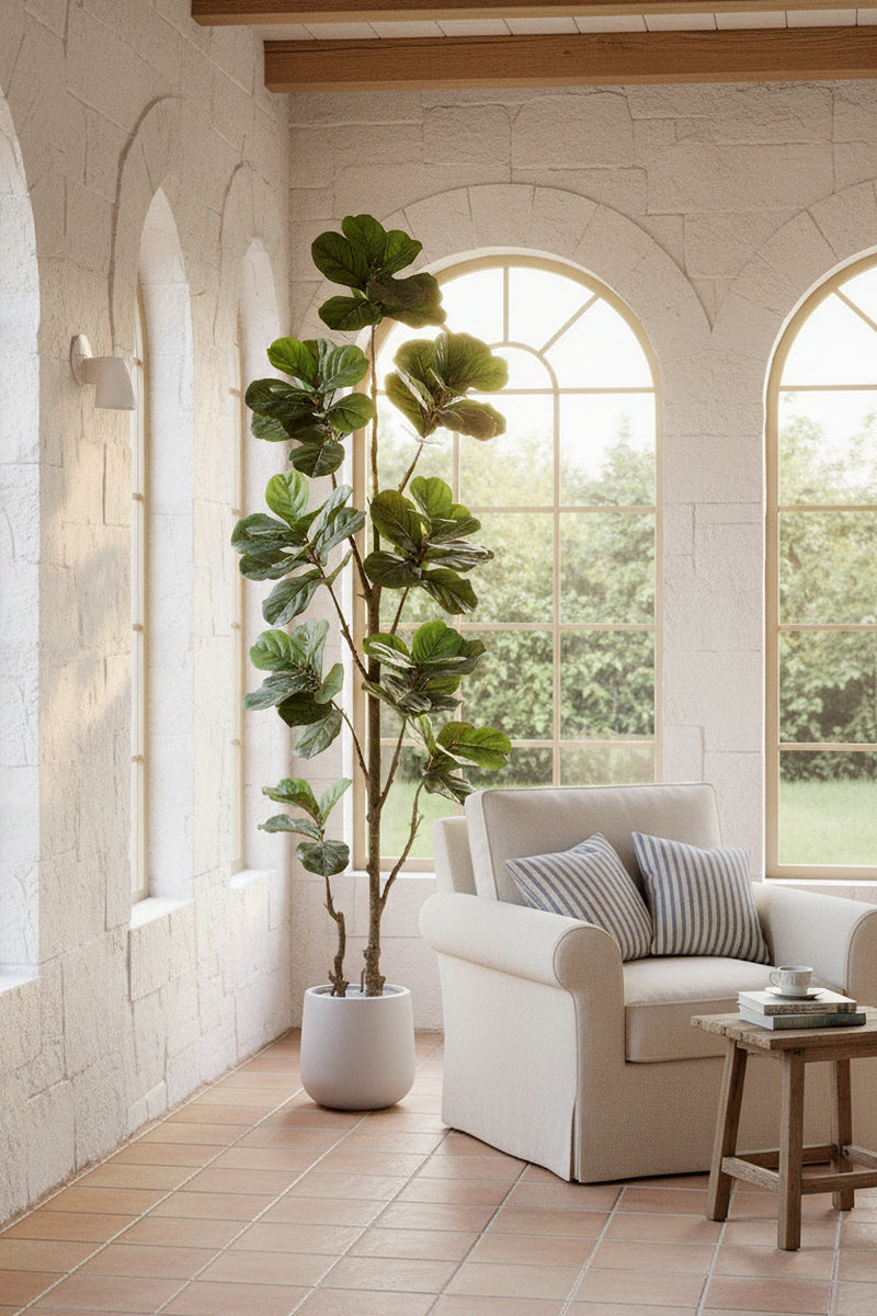 Fiddle K: Artificial Multi-Branch Fiddle Leaf Fig Tree with Thick Leaves