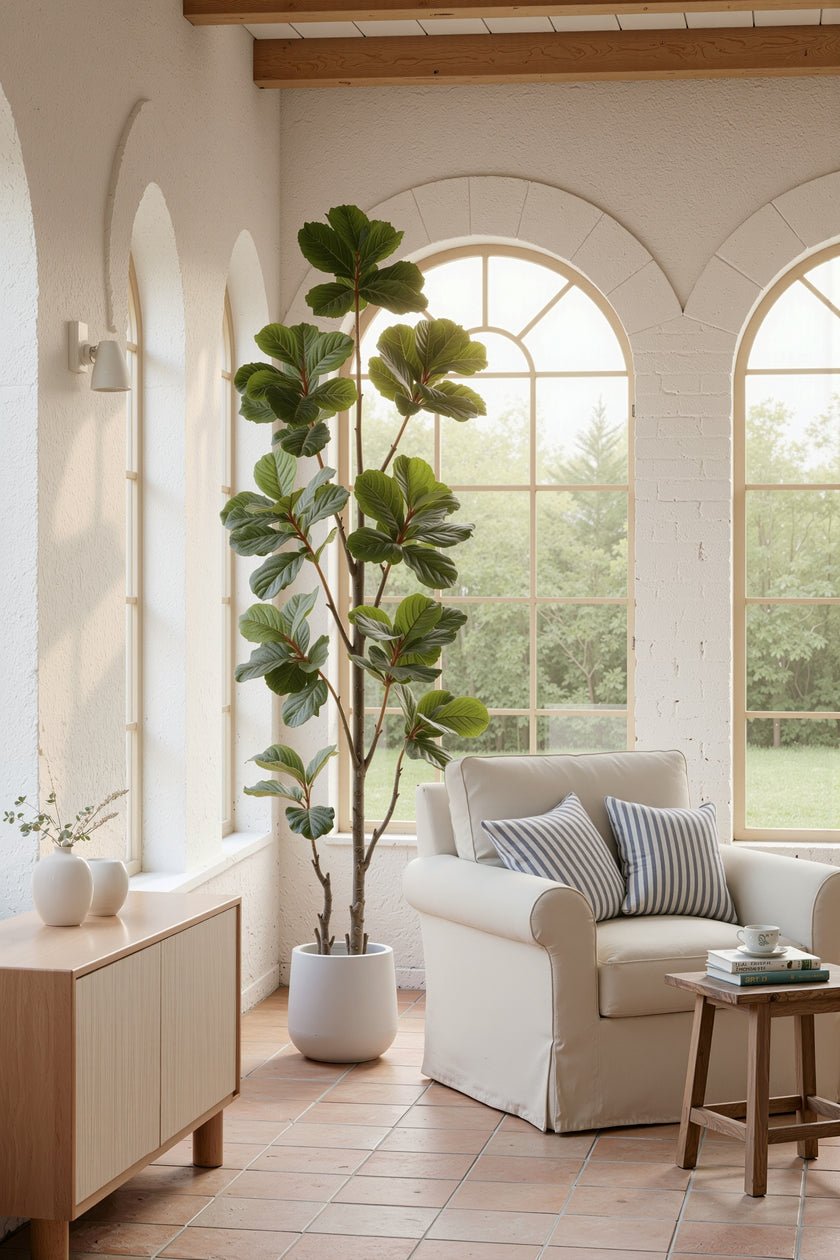 Fiddle K: Artificial Multi-Branch Fiddle Leaf Fig Tree with Thick Leaves
