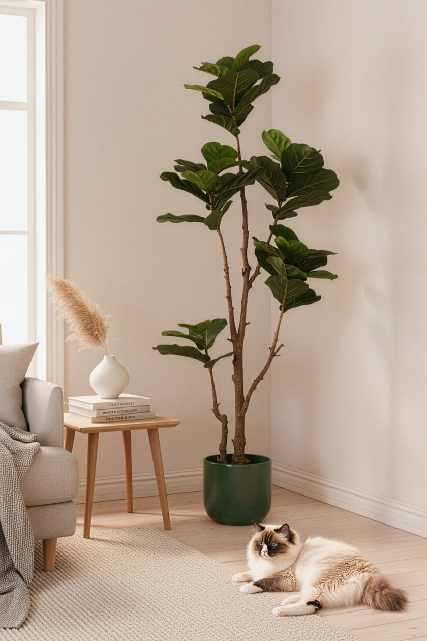 Fiddle K: Artificial Multi-Branch Fiddle Leaf Fig Tree with Thick Leaves