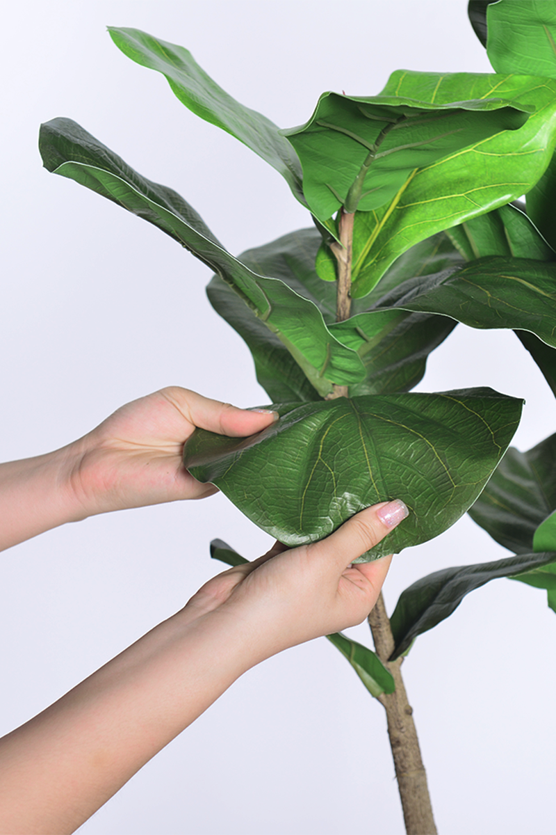 Fiddle M: Artificial Fiddle Leaf Fig Tree with Triple Trunks and Pot