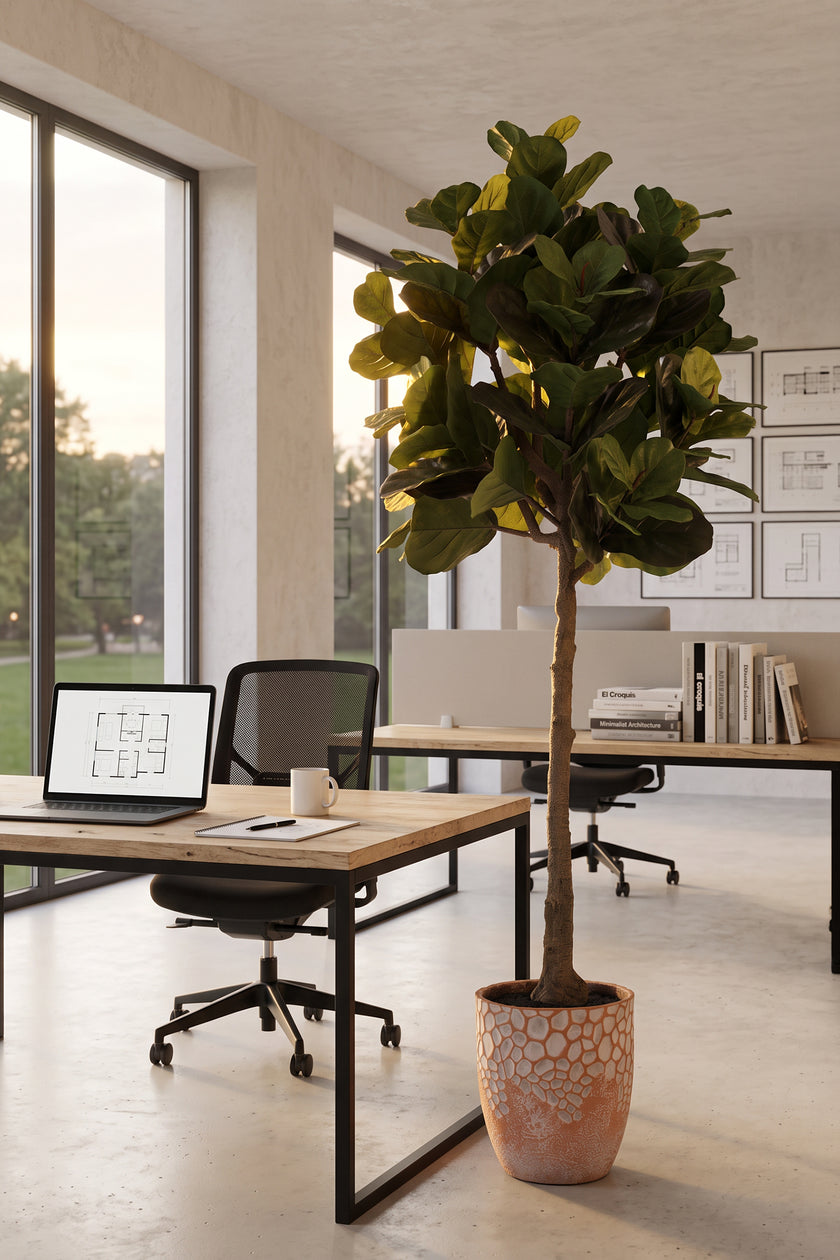 Fiddle N: Artificial Fiddle Leaf Fig Tree with a Mature Single Trunk