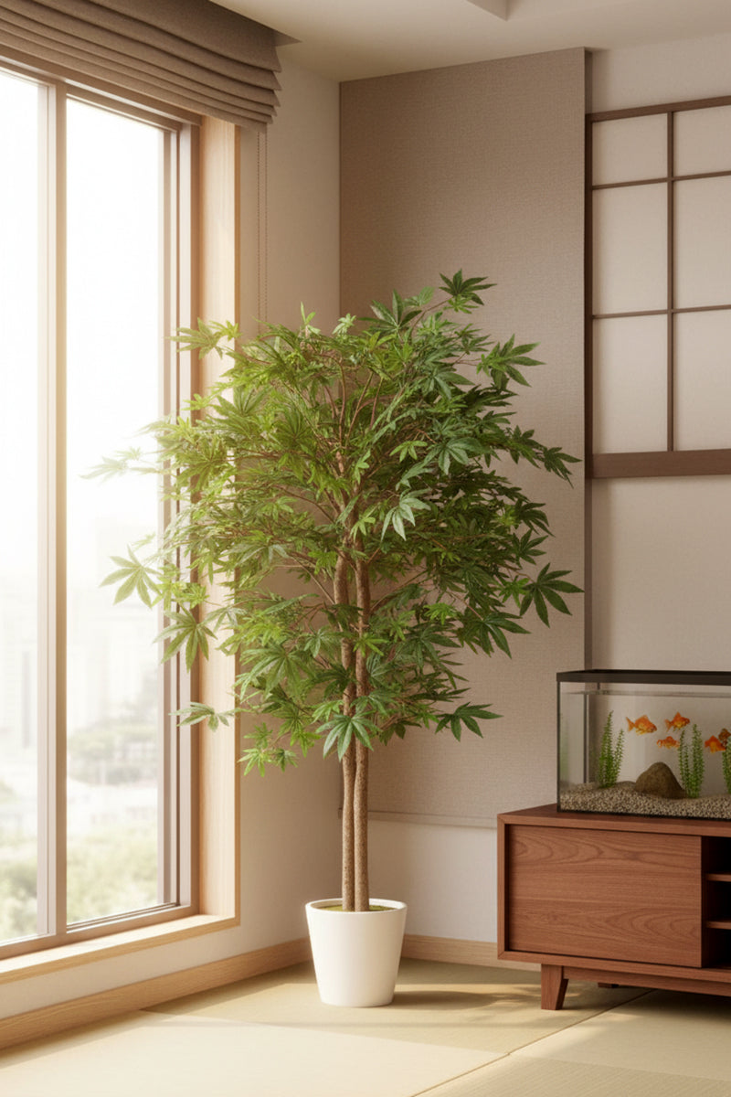 Maple G: Artificial Japanese Green Maple Tree with Thick Trunks
