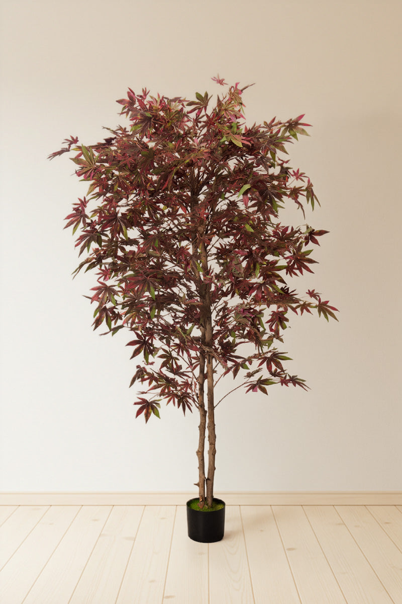 Maple P: Artificial Japanese Green & Purple Maple Tree with Thick Trunks