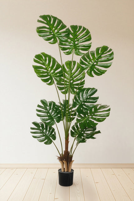 Monstera A: Artificial Monstera Deliciosa Plant with Palm‑Fiber Bases