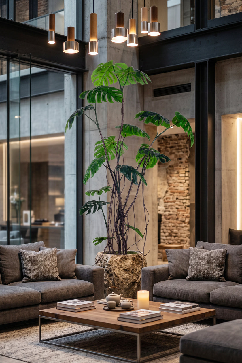 Monstera E: Artificial Monstera Deliciosa Plant with Natural Aerial‑Root Detailing