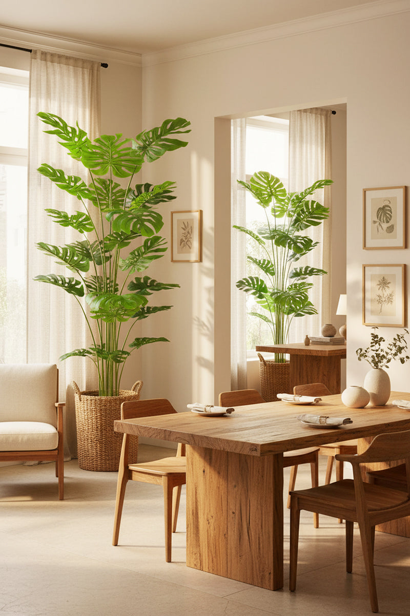 Monstera H: Artificial Monstera Deliciosa Plant with Real-Touch Leaves