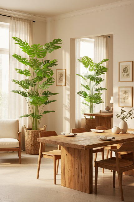 Monstera H: Artificial Monstera Deliciosa Plant with Real-Touch Leaves