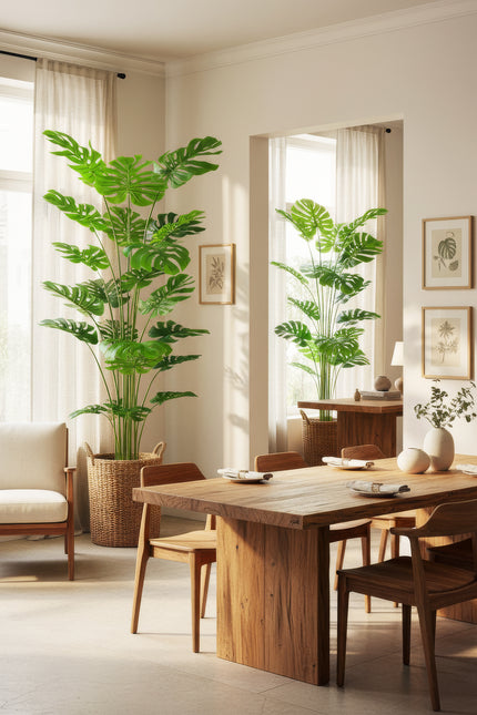 Monstera H: Artificial Monstera Deliciosa Plant with Real-Touch Leaves