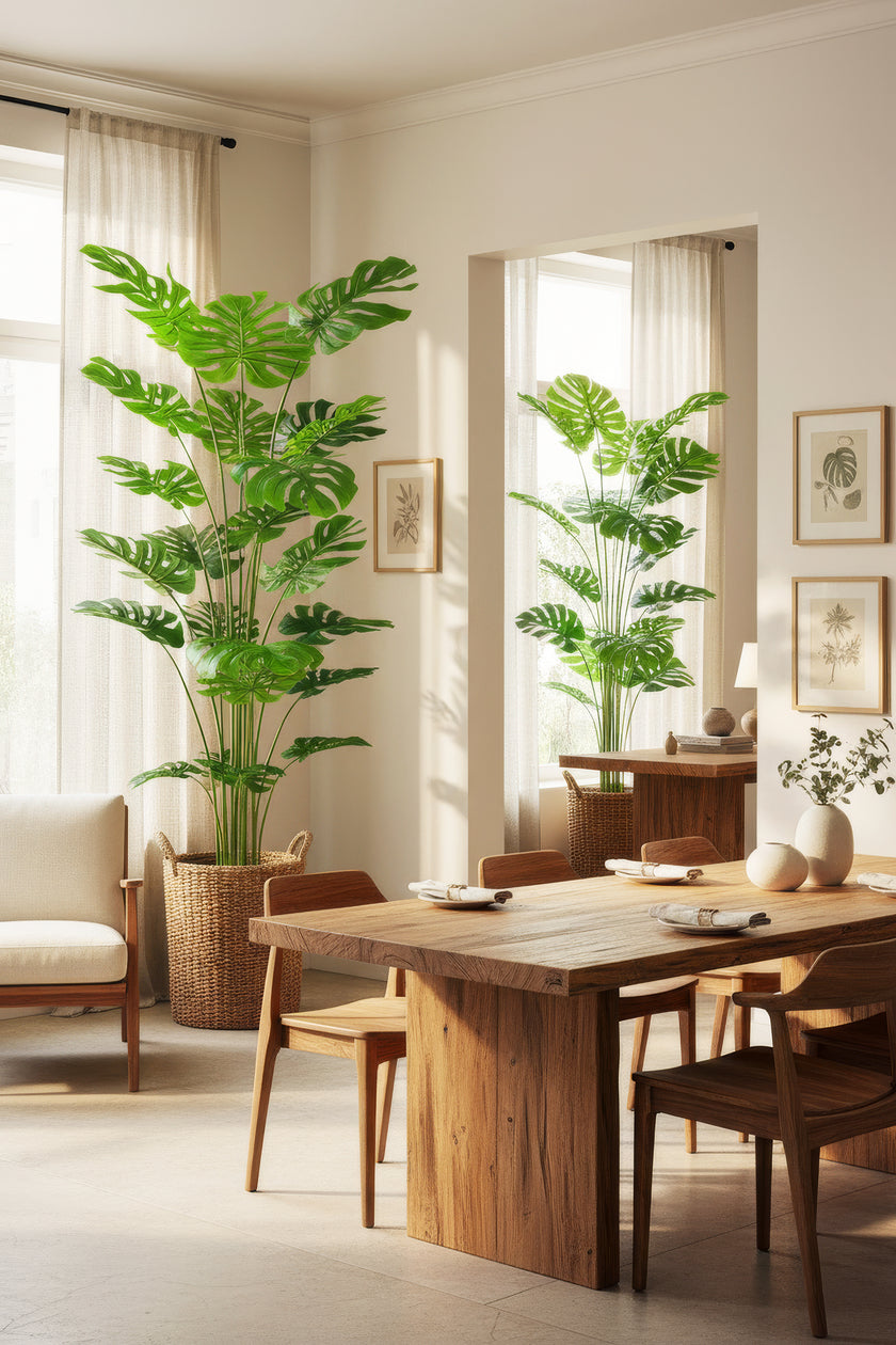 Monstera H: Artificial Monstera Deliciosa Plant with Real-Touch Leaves