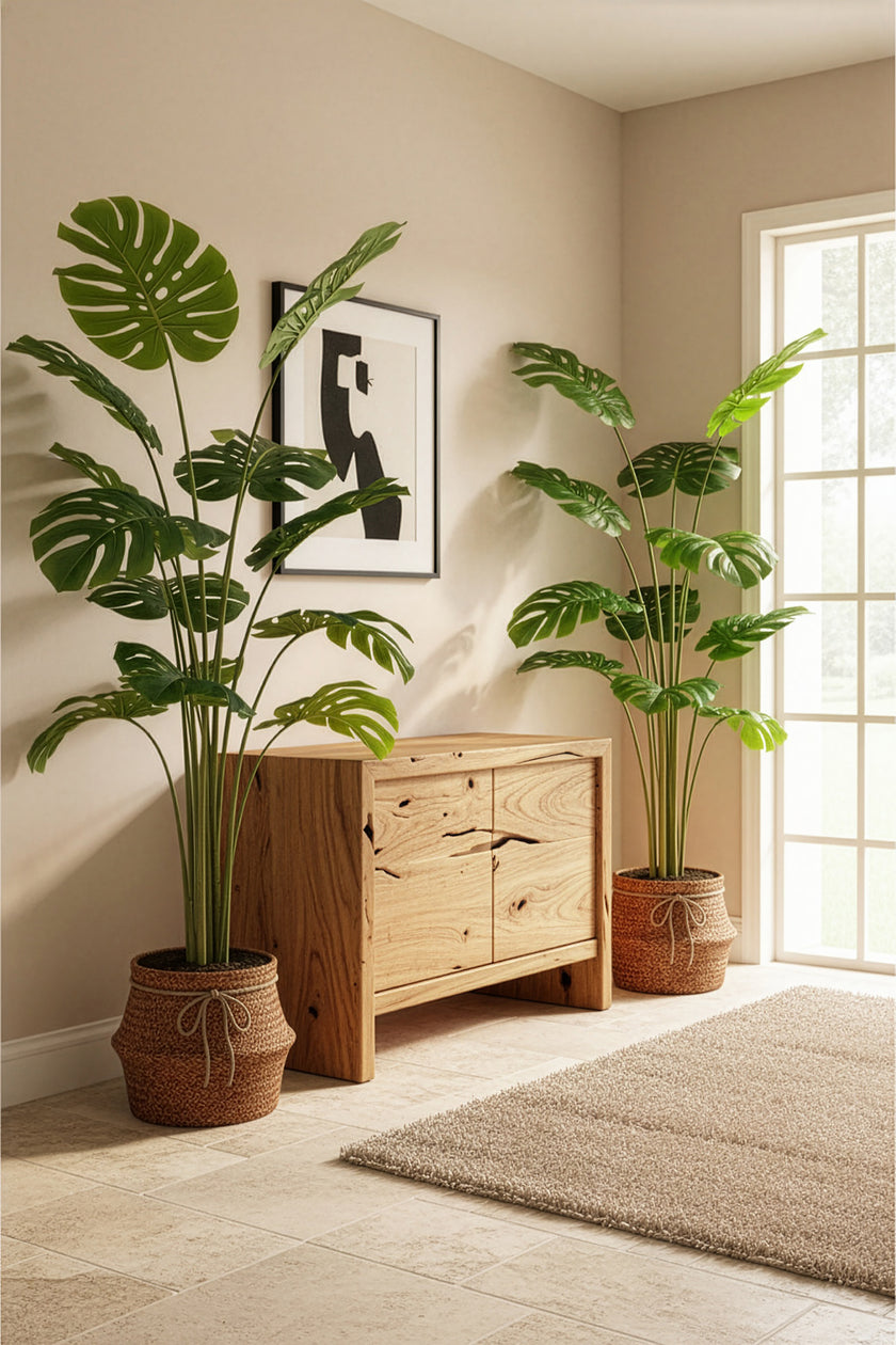Monstera H: Artificial Monstera Deliciosa Plant with Real-Touch Leaves