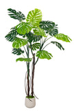 Monstera J: Artificial Monstera Deliciosa Plant with White Planter