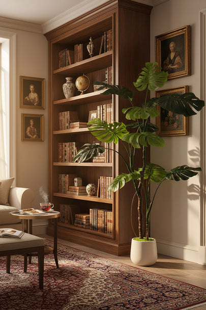 Monstera J: Artificial Monstera Deliciosa Plant with White Planter