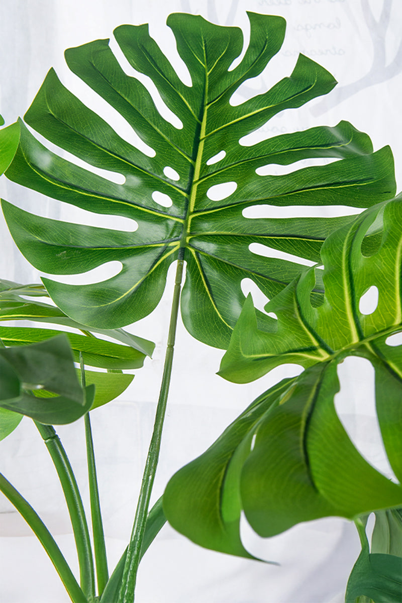 Monstera J: Artificial Monstera Deliciosa Plant with White Planter
