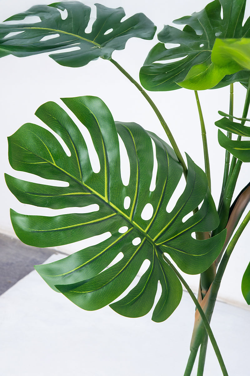 Monstera J: Artificial Monstera Deliciosa Plant with White Planter