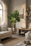 Monstera M: Artificial Monstera Deliciosa Plant with a Strong, Upright Green Trunk