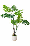 Monstera J: Artificial Monstera Deliciosa Plant with White Planter