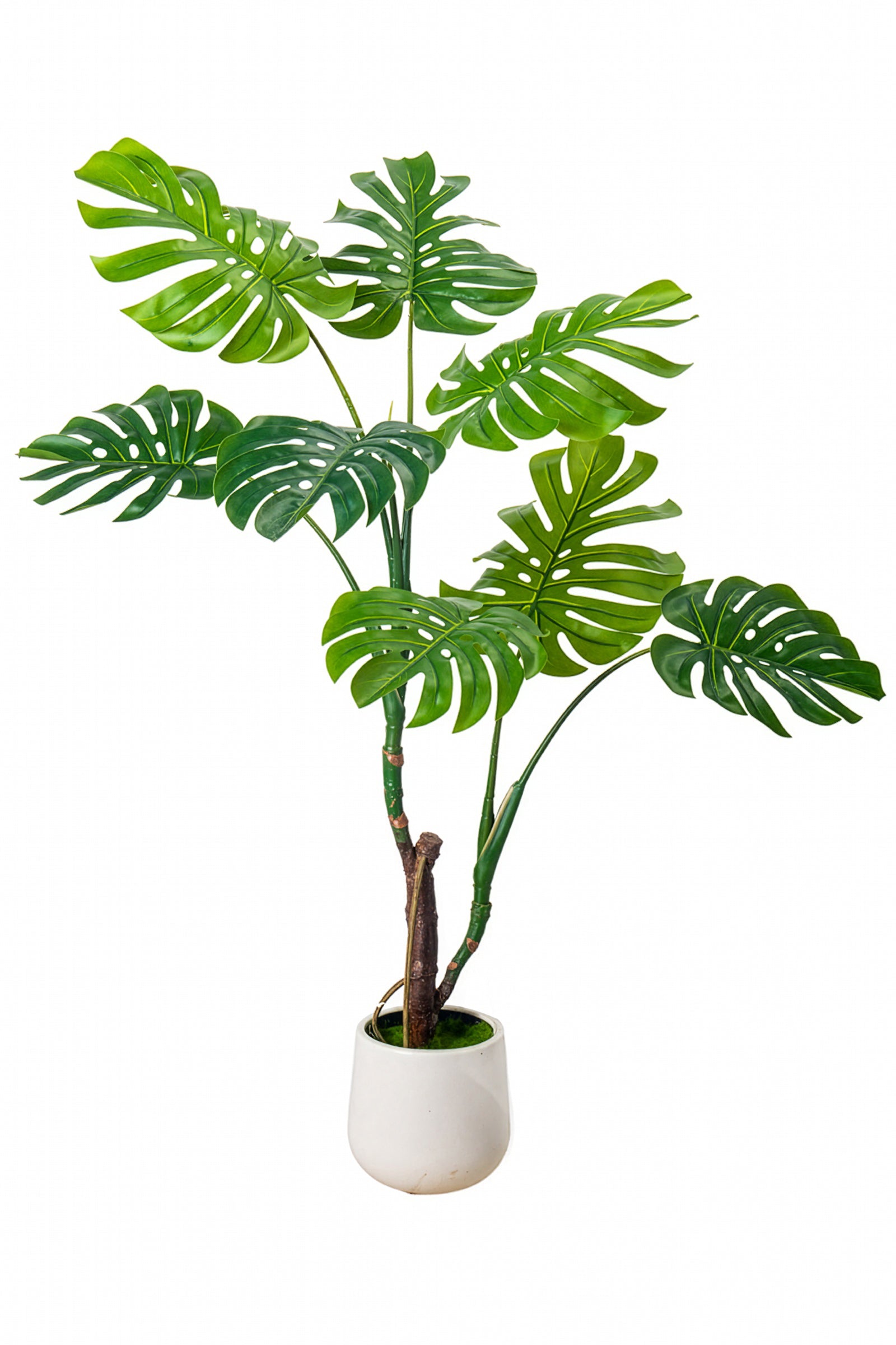 Monstera J: Artificial Monstera Deliciosa Plant with White Planter