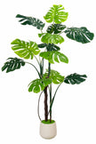 Monstera J: Artificial Monstera Deliciosa Plant with White Planter