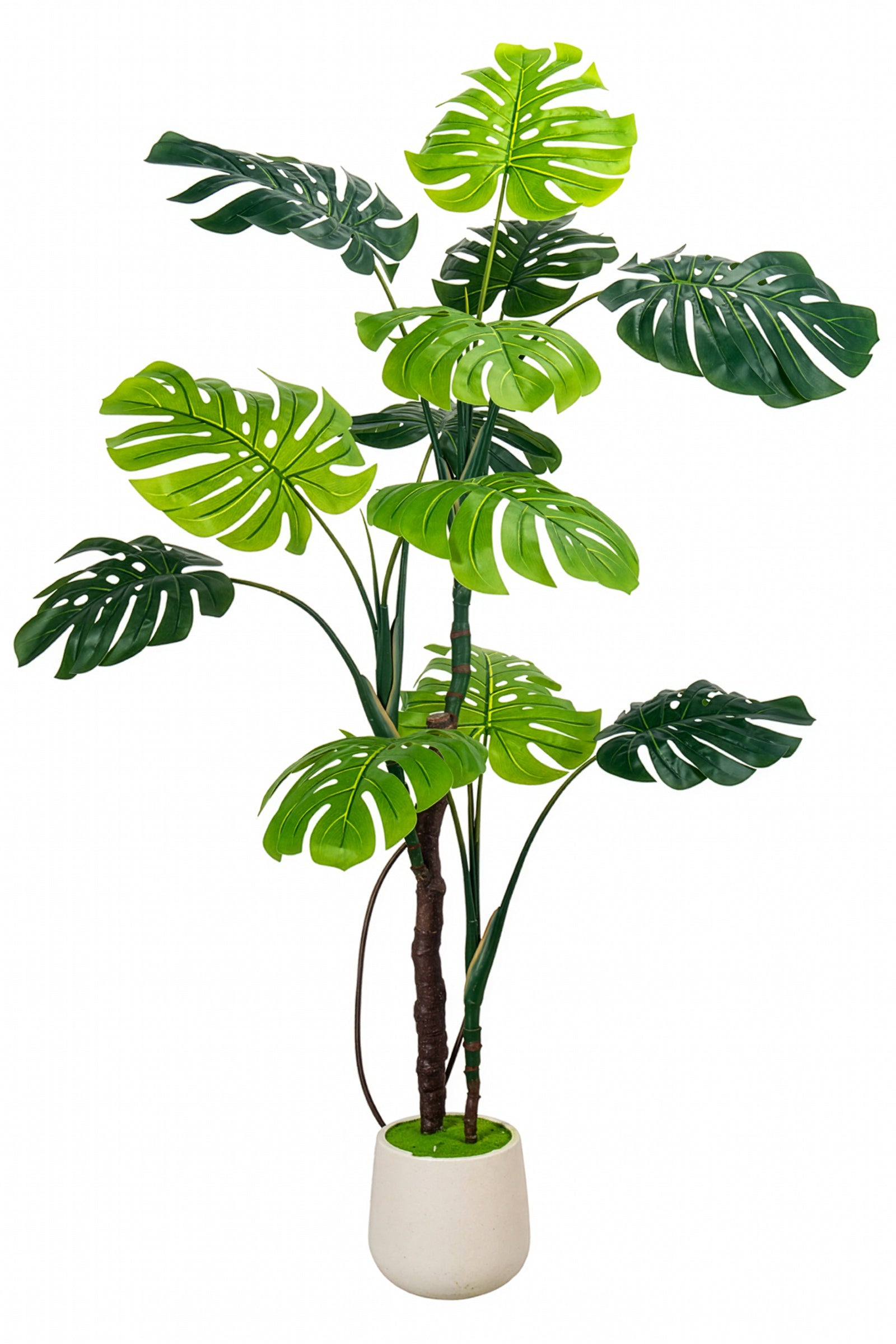 Monstera J: Artificial Monstera Deliciosa Plant with White Planter