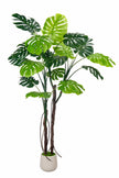 Monstera J: Artificial Monstera Deliciosa Plant with White Planter
