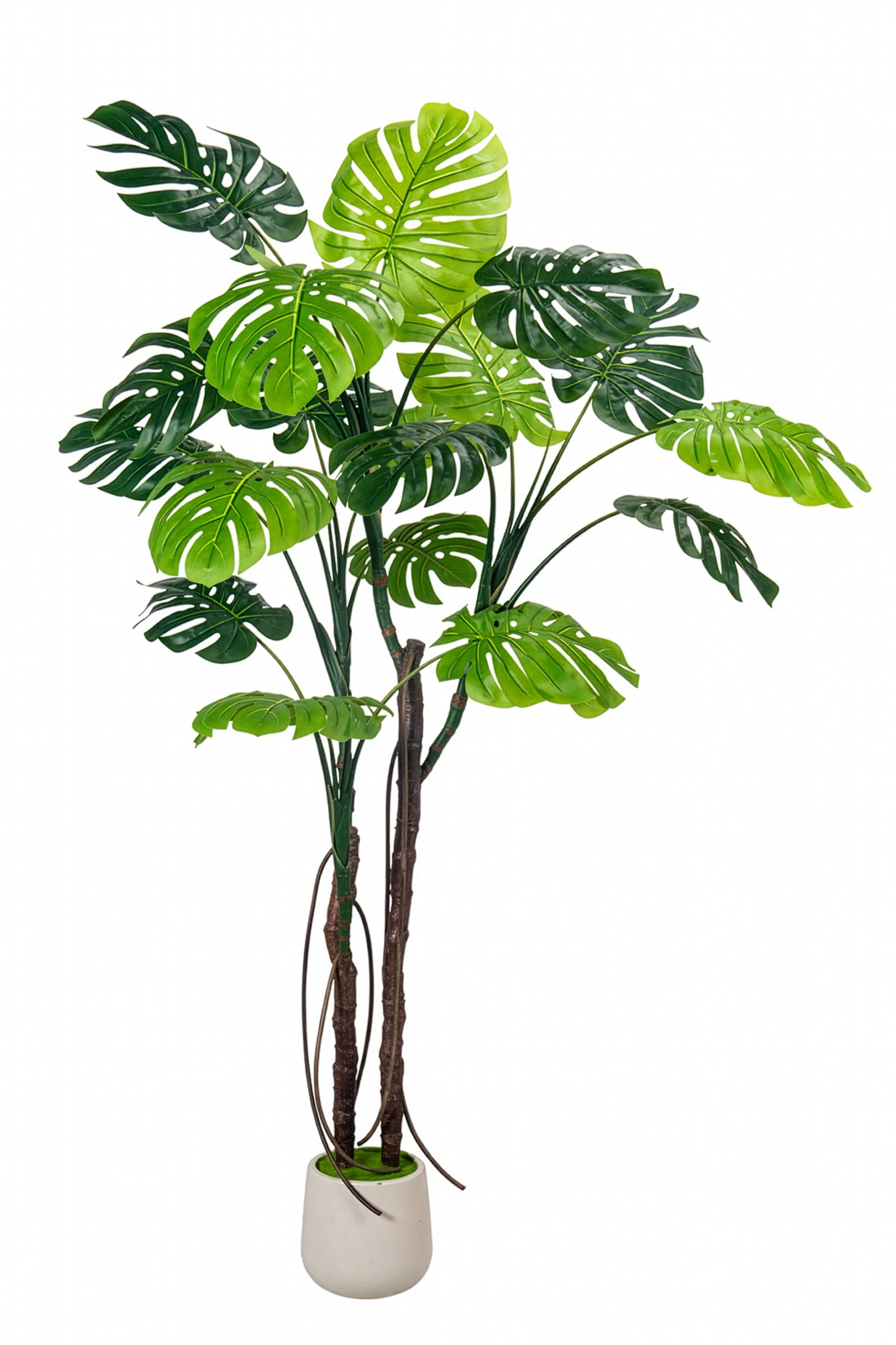Monstera J: Artificial Monstera Deliciosa Plant with White Planter