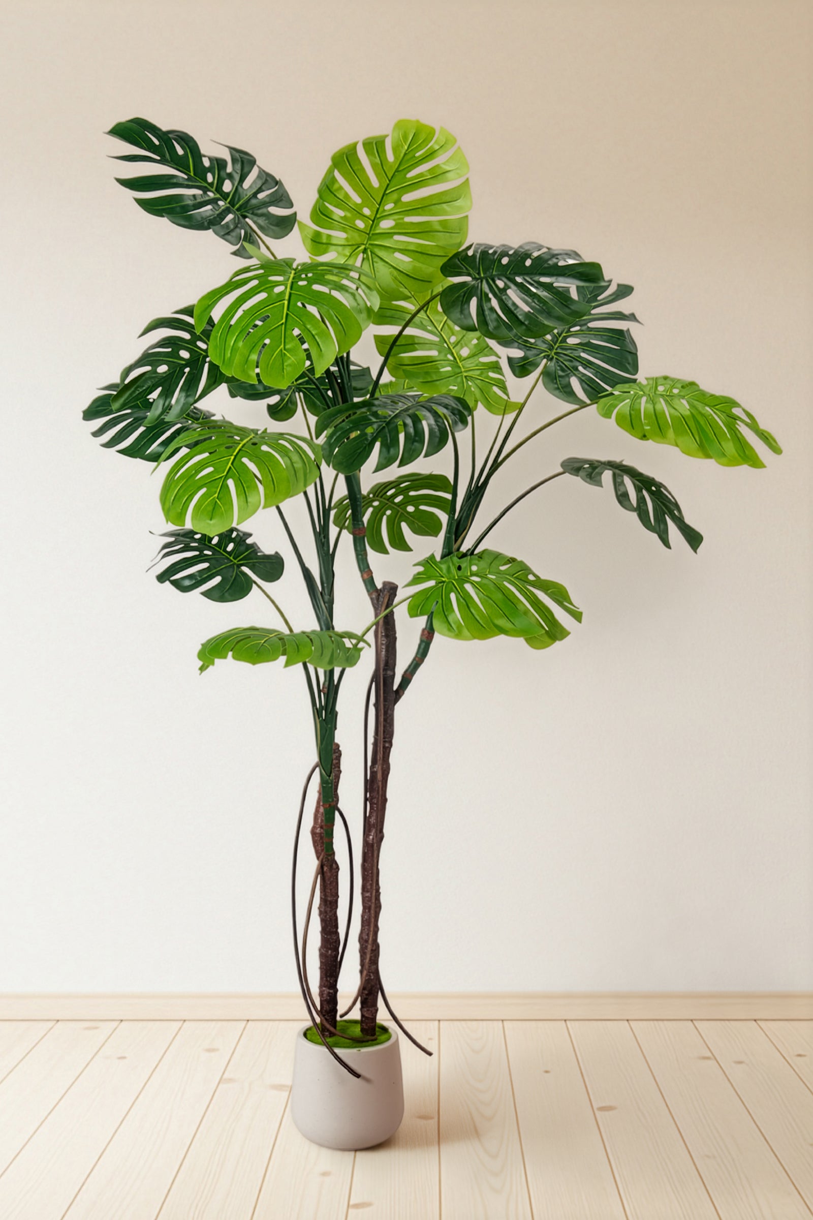 Monstera J: Artificial Monstera Deliciosa Plant with White Planter