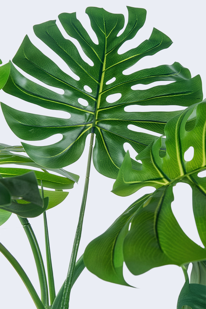 Monstera J: Artificial Monstera Deliciosa Plant with White Planter