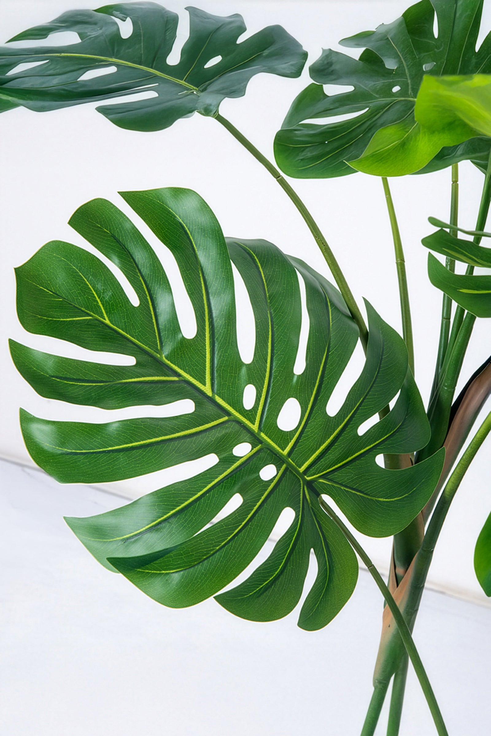 Monstera J: Artificial Monstera Deliciosa Plant with White Planter