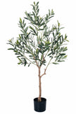 Olive E: Kunstmatige olijfboom met brede zijden bladeren en realistische olijven
