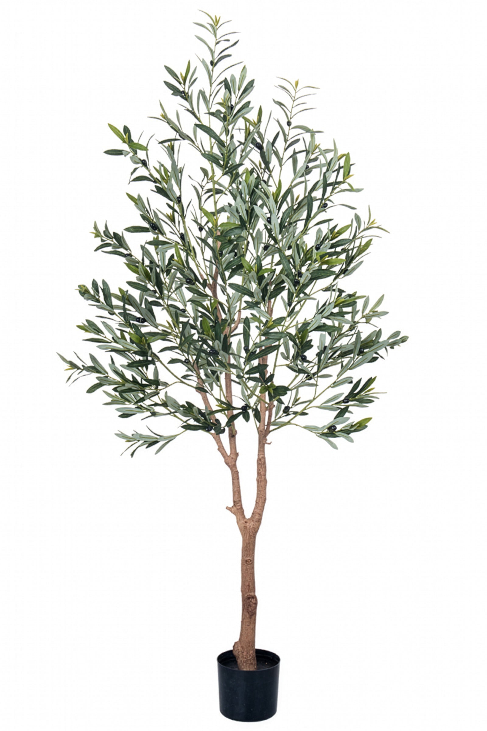 Olive E: Kunstmatige olijfboom met brede zijden bladeren en realistische olijven