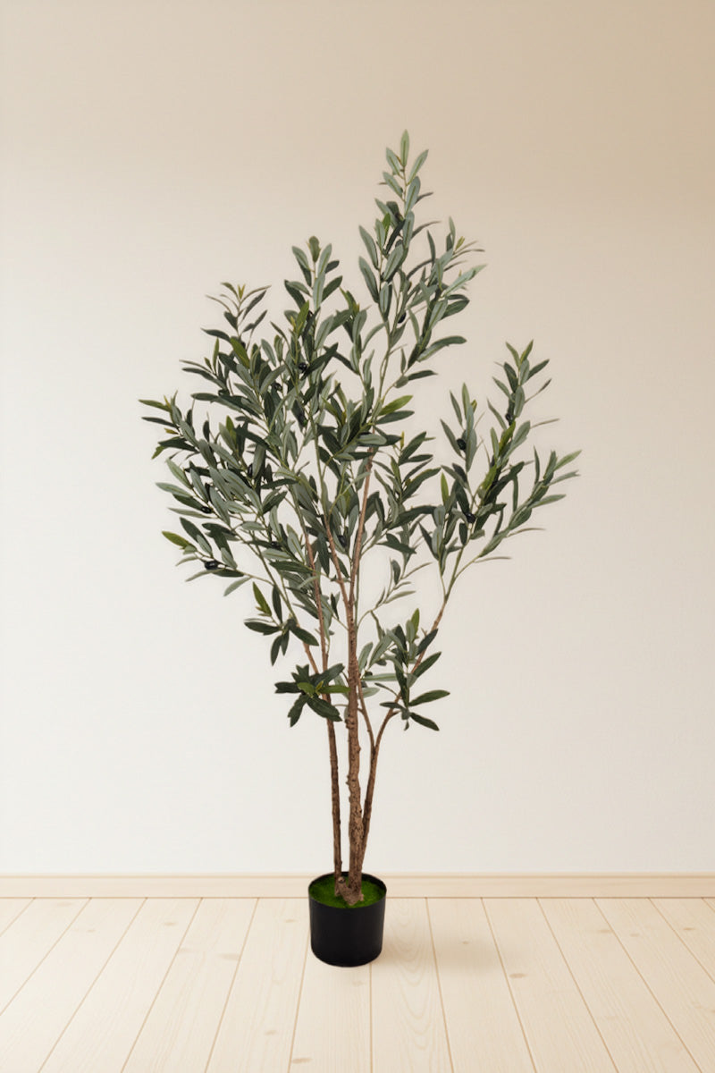 Olive F: Artificial Arbequina Olive Tree with Multiple Branches and Fruits