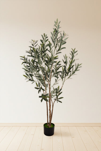 Olive F: Artificial Arbequina Olive Tree with Multiple Branches and Fruits